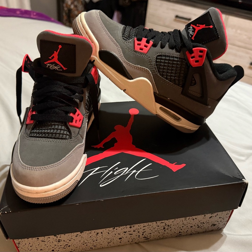 Jordan 4 Retro Gray and Red Sneakers